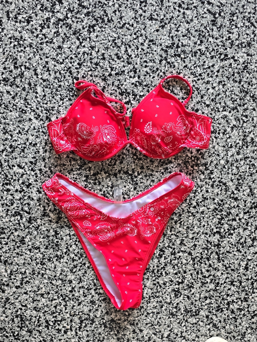 Red Paisley Print Women’s Bikini Set